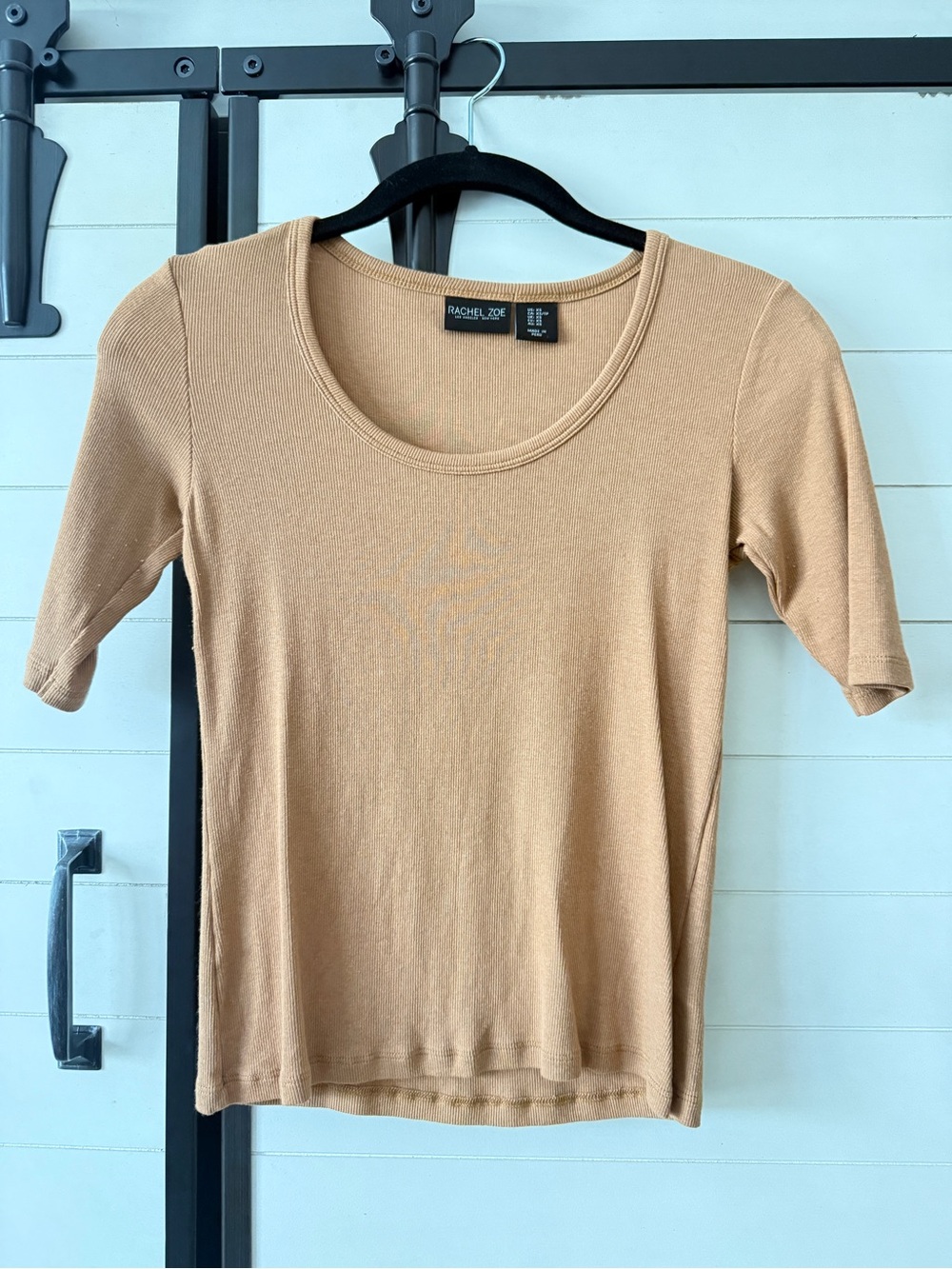 Rachel Zoe Camel Short-Sleeve Scoop Neck Tee